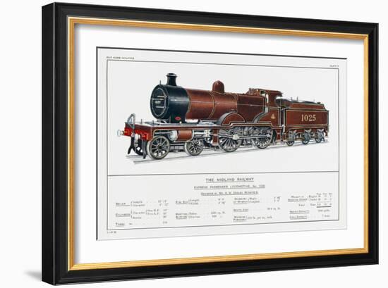 Midland Railway Express Loco No 1025-W.j. Stokoe-Framed Art Print