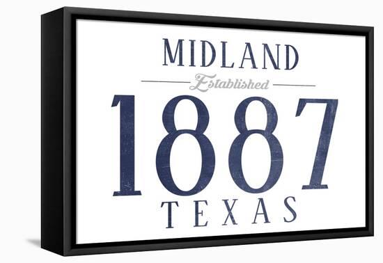 Midland, Texas - Established Date (Blue)-Lantern Press-Framed Stretched Canvas