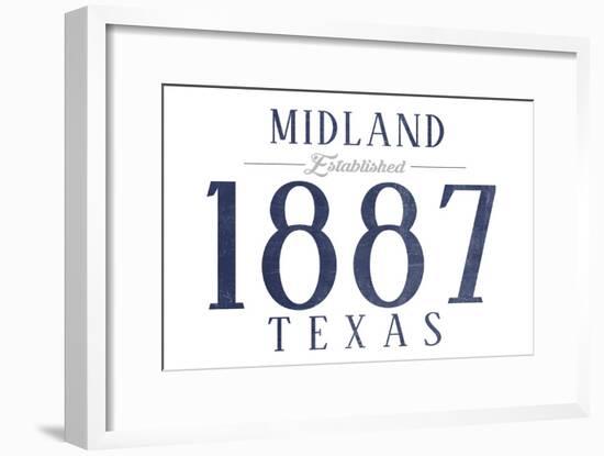 Midland, Texas - Established Date (Blue)-Lantern Press-Framed Art Print