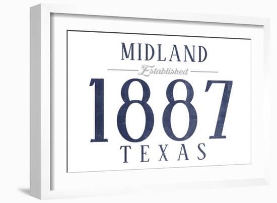 Midland, Texas - Established Date (Blue)-Lantern Press-Framed Art Print