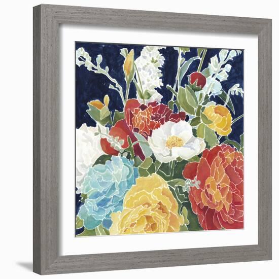 Midnight Florals I-Megan Meagher-Framed Art Print