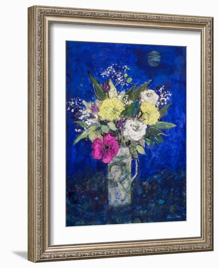 Midnight Flowers, Deep Blue Ground-Ann Oram-Framed Giclee Print