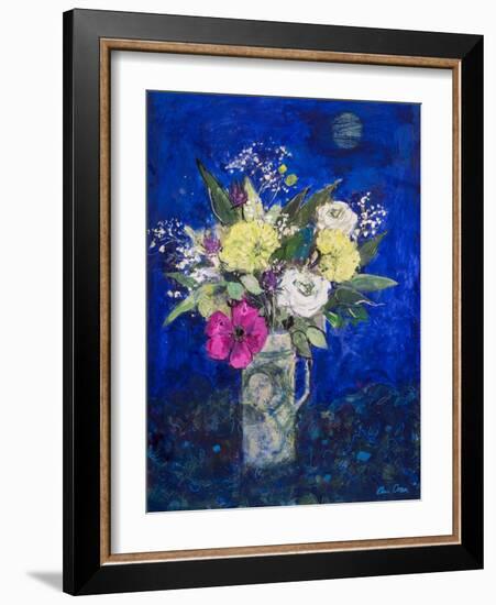 Midnight Flowers, Deep Blue Ground-Ann Oram-Framed Giclee Print