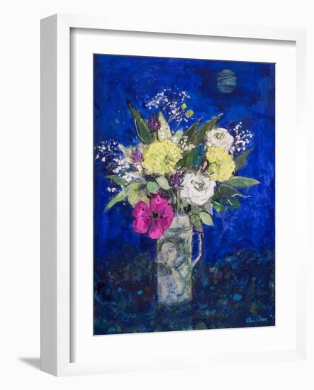 Midnight Flowers, Deep Blue Ground-Ann Oram-Framed Giclee Print