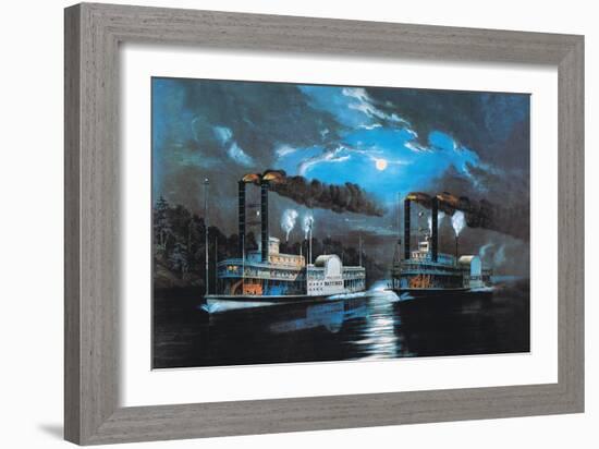 Midnight Race-Currier & Ives-Framed Art Print