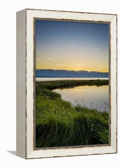 Midnight Sun over Eyjafjordur, Akureyri, Iceland-null-Framed Premier Image Canvas