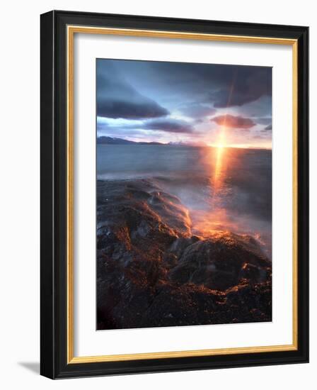 Midnight Sun over Vågsfjorden, Skånland, Troms County, Norway-Stocktrek Images-Framed Photographic Print