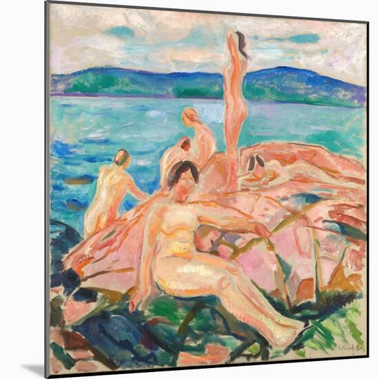 Midsummer, 1915 (Oil on Canvas)-Edvard Munch-Mounted Giclee Print