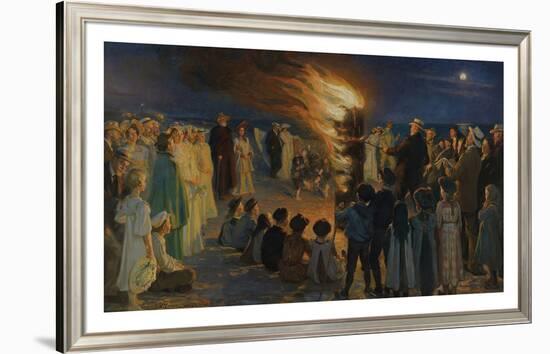 Midsummer Eve Bonfire on Skagen's Beach-Peter Severin Kroyer-Framed Premium Giclee Print