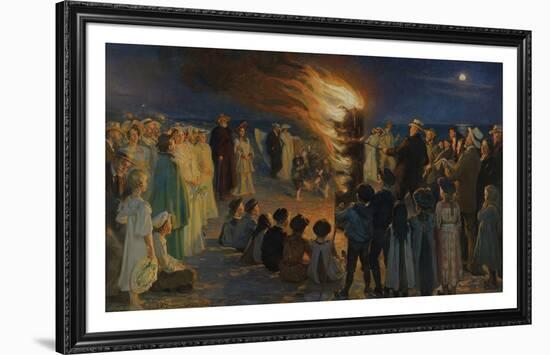 Midsummer Eve Bonfire on Skagen's Beach-Peter Severin Kroyer-Framed Premium Giclee Print