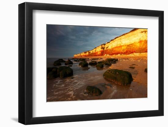 Midsummer evening sunlight on cliffs at Hunstanton, Norfolk-Geraint Tellem-Framed Photographic Print