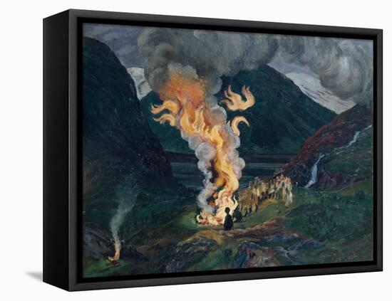 Midsummer fire by Nikolai Astrup-Nikolai Astrup-Framed Premier Image Canvas