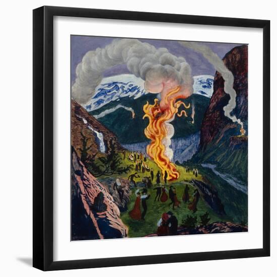 Midsummer fire, painting by Nikolai Astrup-Nikolai Astrup-Framed Giclee Print