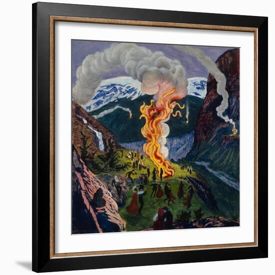 Midsummer fire, painting by Nikolai Astrup-Nikolai Astrup-Framed Giclee Print