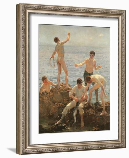 Midsummer Morning, 1908 (Oil on Canvas)-Henry Scott Tuke-Framed Giclee Print