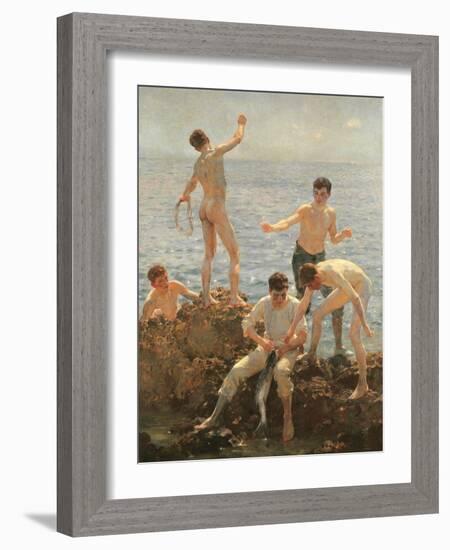 Midsummer Morning, 1908 (Oil on Canvas)-Henry Scott Tuke-Framed Giclee Print