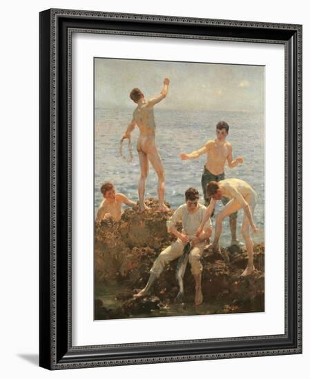 Midsummer Morning, 1908 (Oil on Canvas)-Henry Scott Tuke-Framed Giclee Print