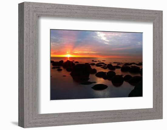 Midsummer sunset over The Wash from the beach at Hunstanton, north Norfolk-Geraint Tellem-Framed Photographic Print