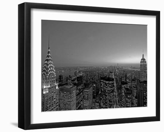 Midtown and Lower Manhattan at dusk-Richard Berenholtz-Framed Art Print