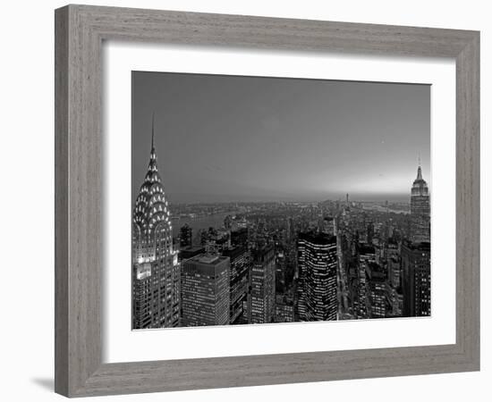 Midtown and Lower Manhattan at dusk-Richard Berenholtz-Framed Art Print