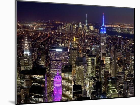 Midtown and Lower Manhattan at night-Richard Berenholtz-Mounted Art Print