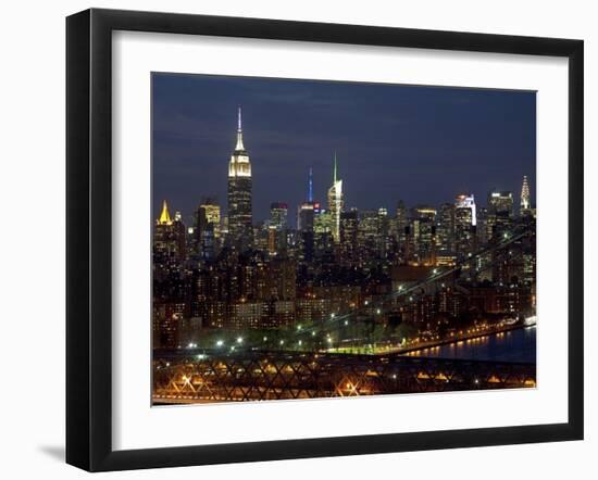 Midtown Manhattan at night-Richard Berenholtz-Framed Art Print