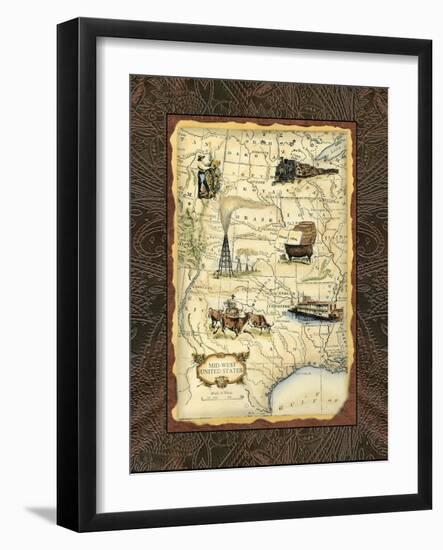 Midwest States Map-Vision Studio-Framed Art Print