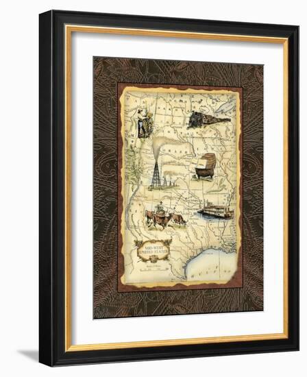 Midwest States Map-Vision Studio-Framed Art Print