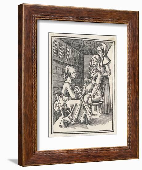 Midwife Discreetly Helps to Deliver a Child While a Friend Supports the Mother-null-Framed Premium Giclee Print