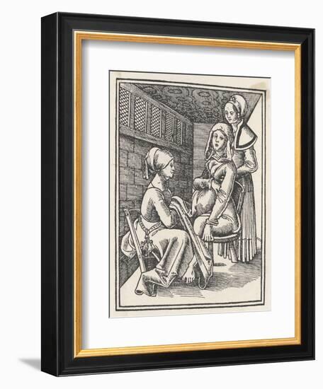 Midwife Discreetly Helps to Deliver a Child While a Friend Supports the Mother-null-Framed Premium Giclee Print