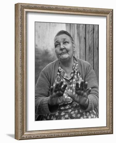 Midwife Mrs. Mahala Couch Talking About How Many Babies She Has Delivered-Eliot Elisofon-Framed Photographic Print