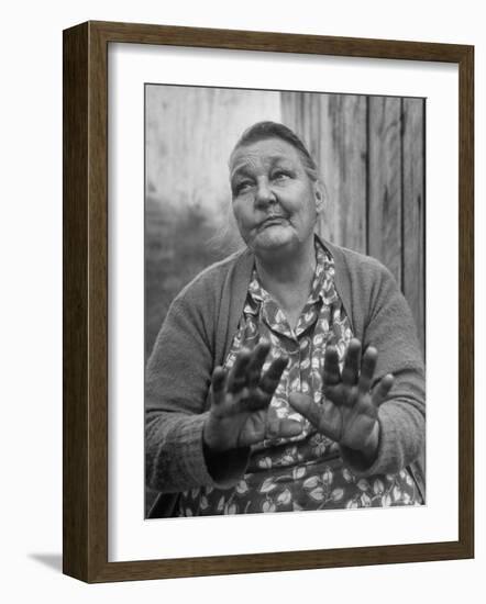 Midwife Mrs. Mahala Couch Talking About How Many Babies She Has Delivered-Eliot Elisofon-Framed Photographic Print