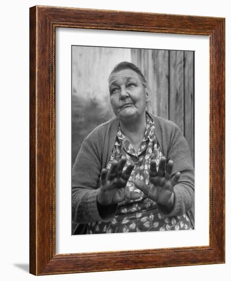 Midwife Mrs. Mahala Couch Talking About How Many Babies She Has Delivered-Eliot Elisofon-Framed Photographic Print