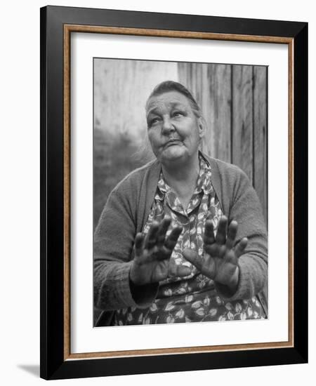 Midwife Mrs. Mahala Couch Talking About How Many Babies She Has Delivered-Eliot Elisofon-Framed Photographic Print