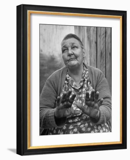 Midwife Mrs. Mahala Couch Talking About How Many Babies She Has Delivered-Eliot Elisofon-Framed Photographic Print