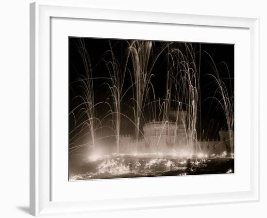 Midwinter Carnival, Storming the Fortress, Upper Saranac Lake, N.Y.-null-Framed Photo