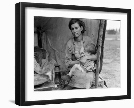 Migrant farm worker's family in Nipomo California, 1936-Dorothea Lange-Framed Photographic Print