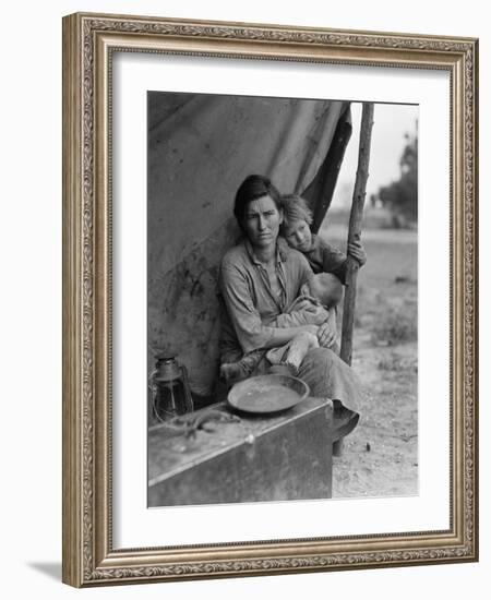 Migrant farm worker's family in Nipomo California, 1936-Dorothea Lange-Framed Photographic Print