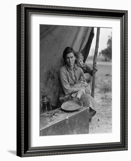 Migrant farm worker's family in Nipomo California, 1936-Dorothea Lange-Framed Photographic Print