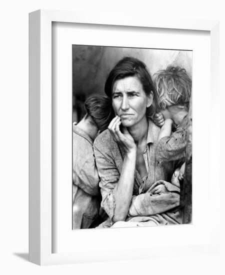 Migrant Mother, 1936.-Dorothea Lange-Framed Premium Photographic Print