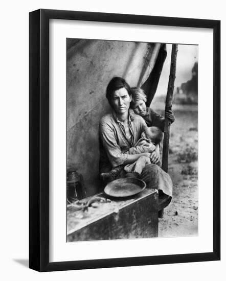 Migrant Mother Florence Thompson and Children Photographed by Dorothea Lange-Dorothea Lange-Framed Photographic Print