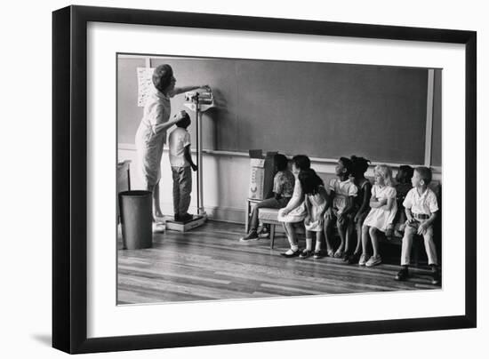 Migrant Workers Children Measured for Height, at School in New Jersey, 1956-null-Framed Photo