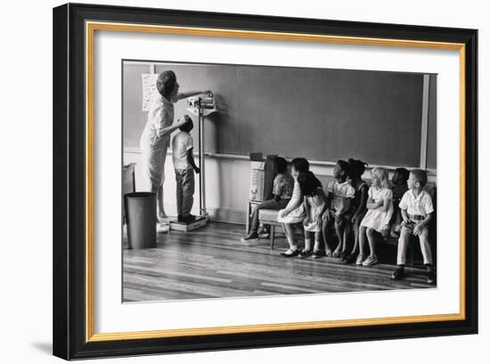 Migrant Workers Children Measured for Height, at School in New Jersey, 1956-null-Framed Photo