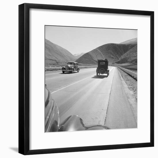 Migrants driving on Highway 99, 1939-Dorothea Lange-Framed Photographic Print