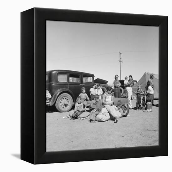 Migrating families camp by the road on their way to California, 1937-Dorothea Lange-Framed Premier Image Canvas