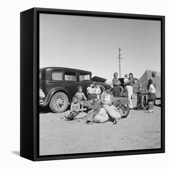 Migrating families camp by the road on their way to California, 1937-Dorothea Lange-Framed Premier Image Canvas