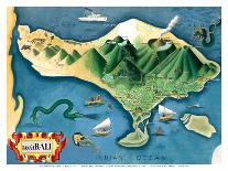 Map of Bali, Indonesia - Tanáh (Tanah) Lot Balinese Temple-Miguel Covarrubias-Art Print