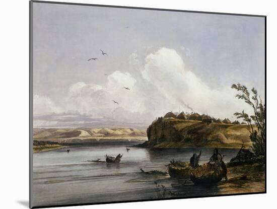 Mih-Tutta-Hankush, a Mandan Village-Karl Bodmer-Mounted Giclee Print