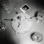 Plate with forks and glasses on a table-Mika-Photographic Print