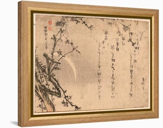 Mikazuki Ni Ume(?)-Kubo Shunman-Framed Premier Image Canvas